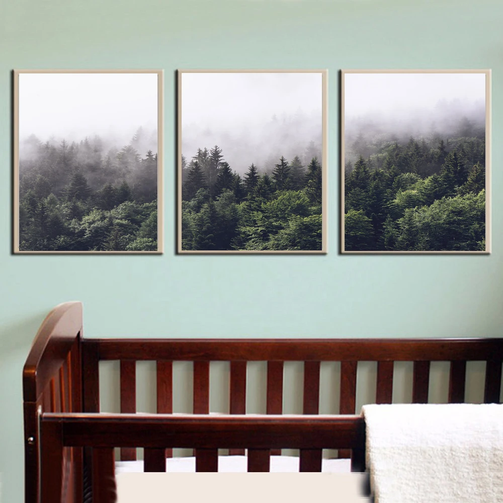 

Nature Landscape Canvas Painting Nordic Style Poster Wall Art Pictures for Living Room Decor Forest Lake Posters and Prints