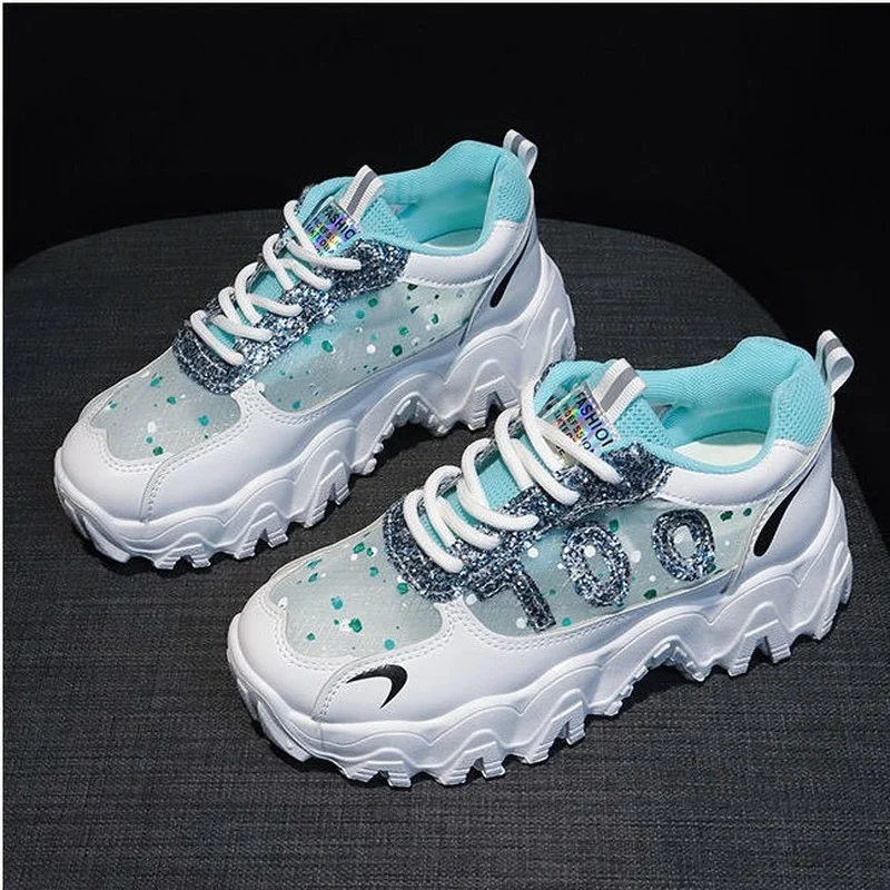 

2021New Women Shoes Torre Shoes Fashion Online Celebrity Sequins Color Matching Casual Breathable Mesh Shoes for Women Sneakers