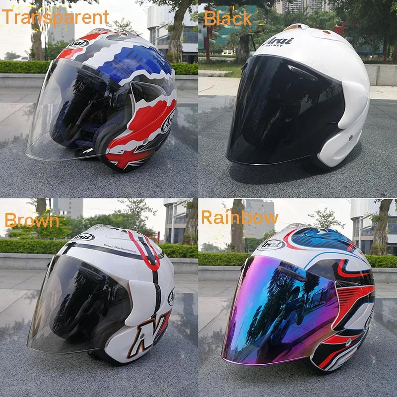 Motorcycle Half Helmet Visor Fitting for Arai Motorbike Lens with Clear Black Smoke and Rainbow Color Choose Available |