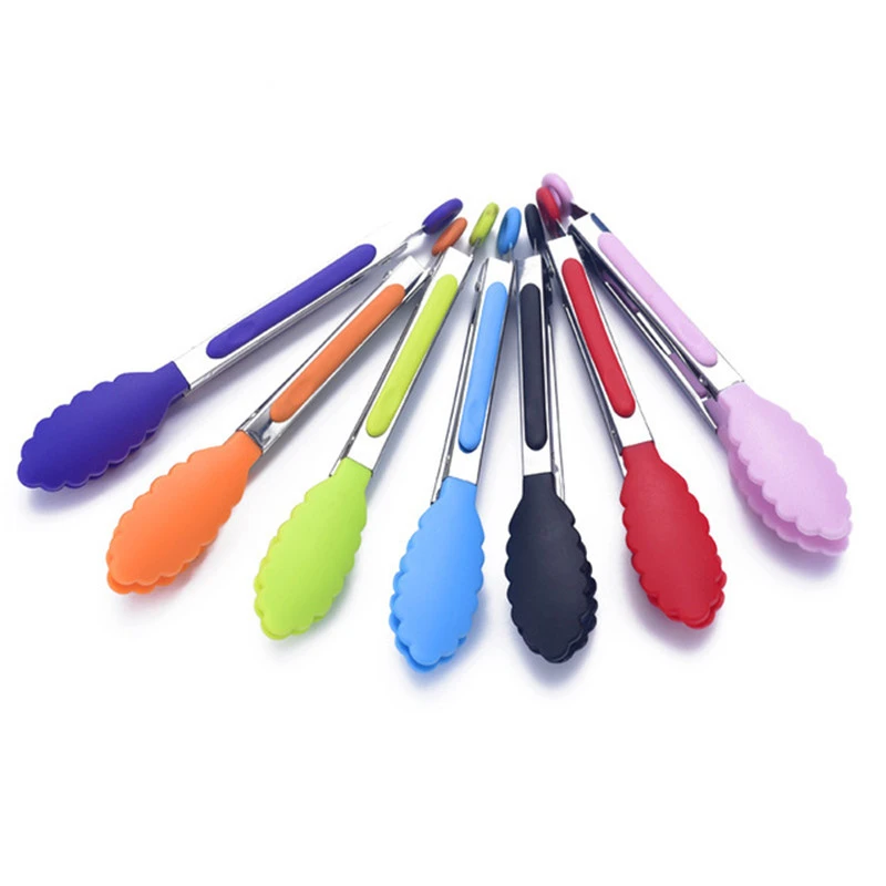 

Stainless steel Silicone Kitchen Tongs BBQ Clip Salad Bread Cooking Food Serving Tongs Restaurant Food Folder Kitchen Tools