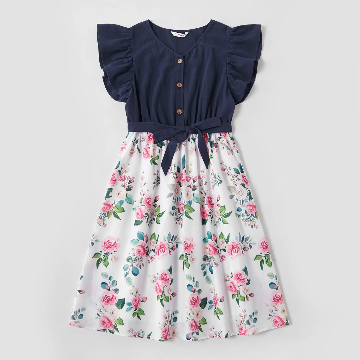 Летнее Хлопковое платье-комбинезон для мамы и девочки с цветочным принтом |