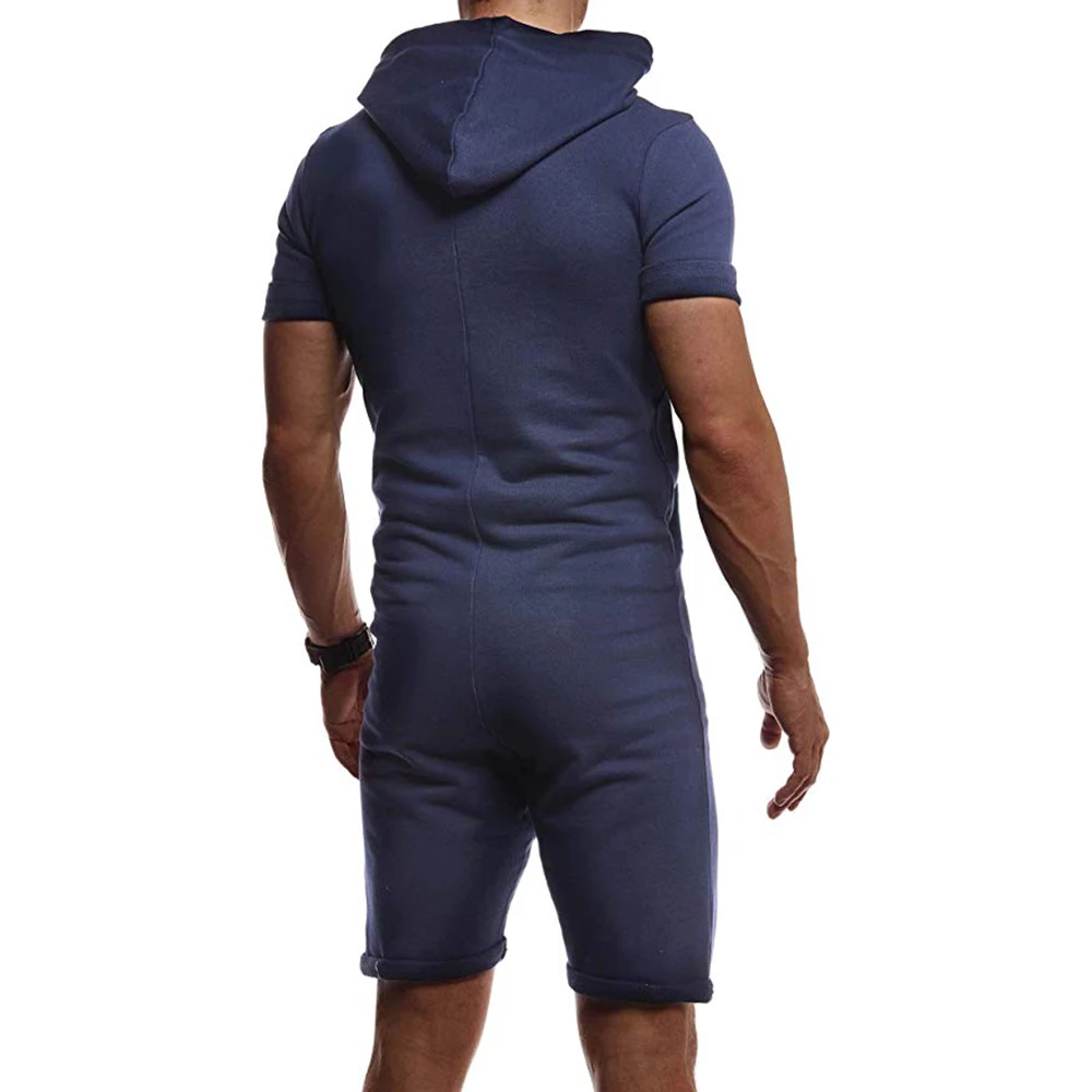 Мужской короткий комбинезон 2020 летняя футболка с короткими рукавами капюшоном и