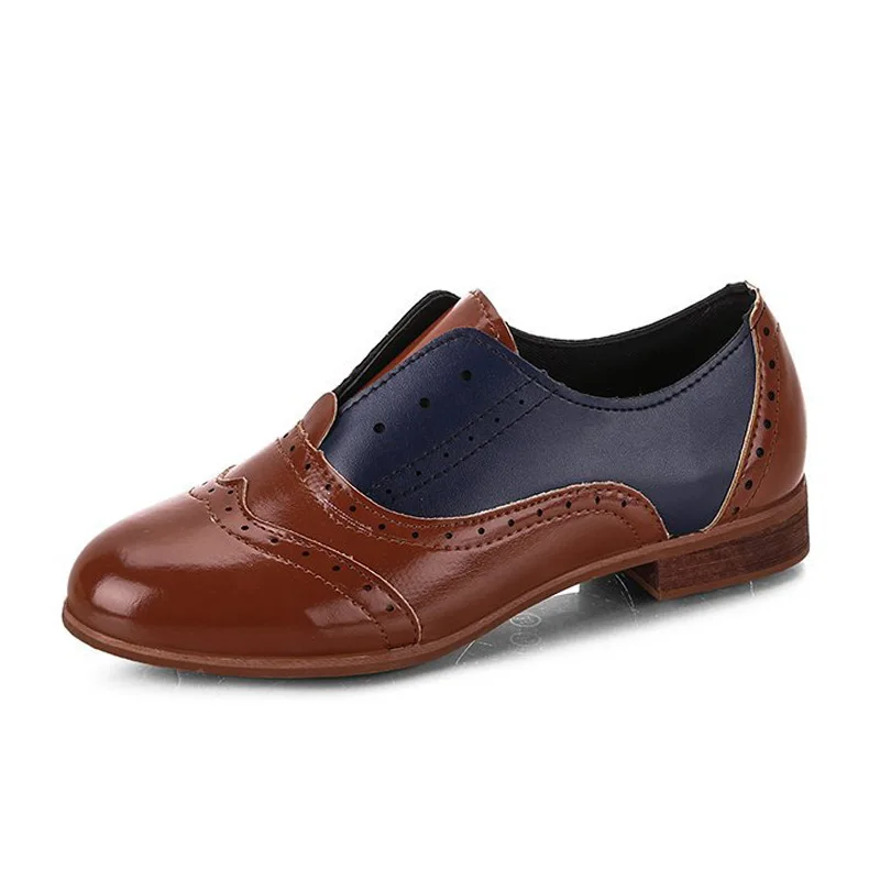 

2020 New Women Flats Pu Leather Brogue Shoes Woman Loafers Mocassins Handmade Flats Shoes Women Shoes Office Shoes Plus Size 43
