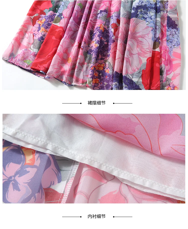 

2021 Spring Fall Ladies New Holiday Elegant O-neck A-line Chiffon Maxi Dress Women Fashion Printed Silk Scarf Floor-length Dress