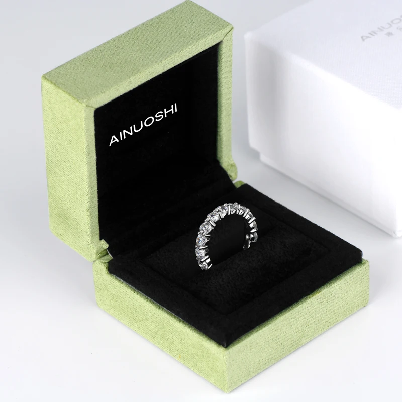 AINUOSHI 925 пробы серебряное круглое кольцо с полной вечностью обручальное кольцо юбилейное кольцо для женщин ювелирные изделия