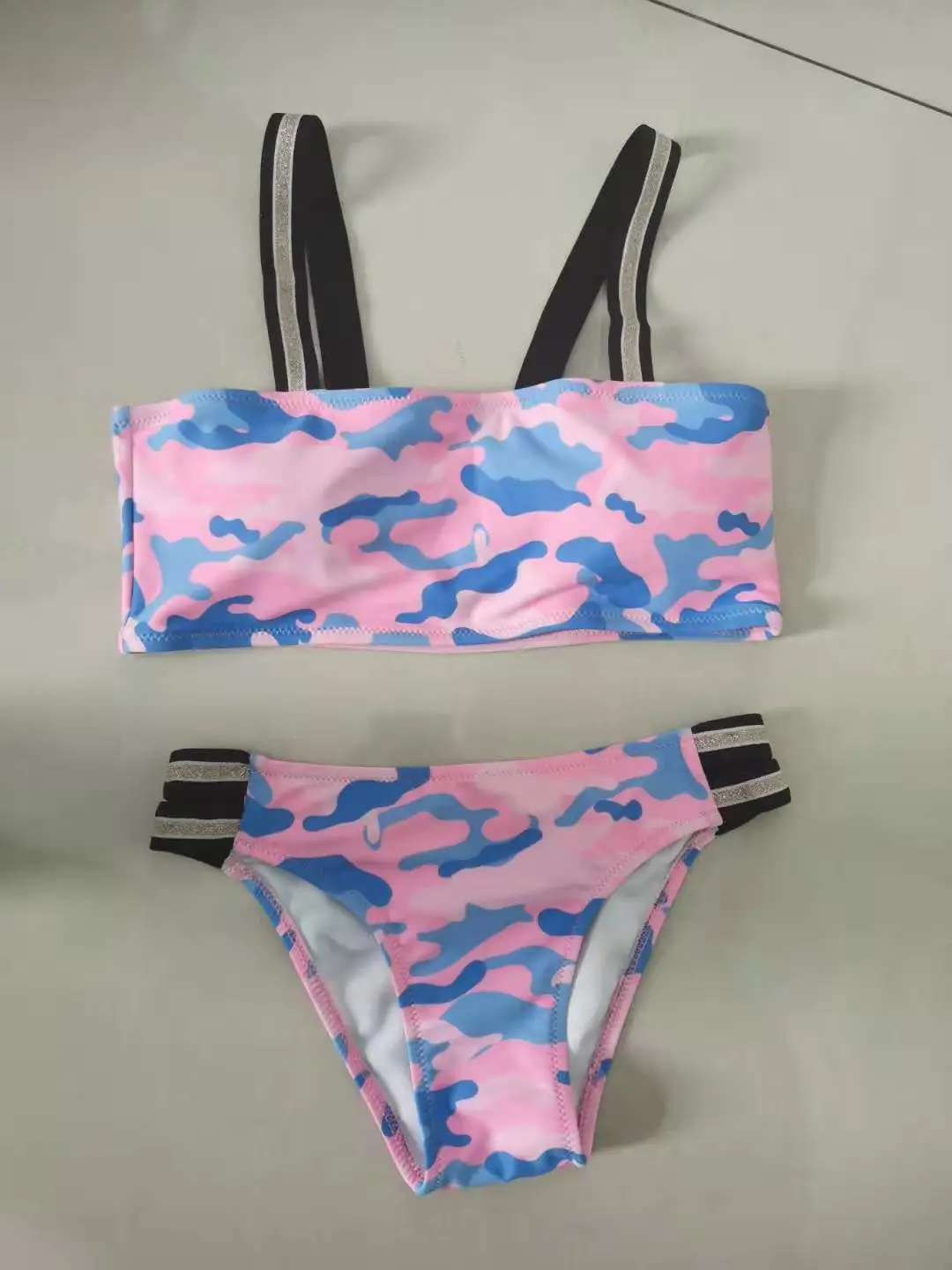 

Summer New Style Kids Children Girls Camouflage Color Swimwear Swimsuit Bikini Summer Outfits Set 2021