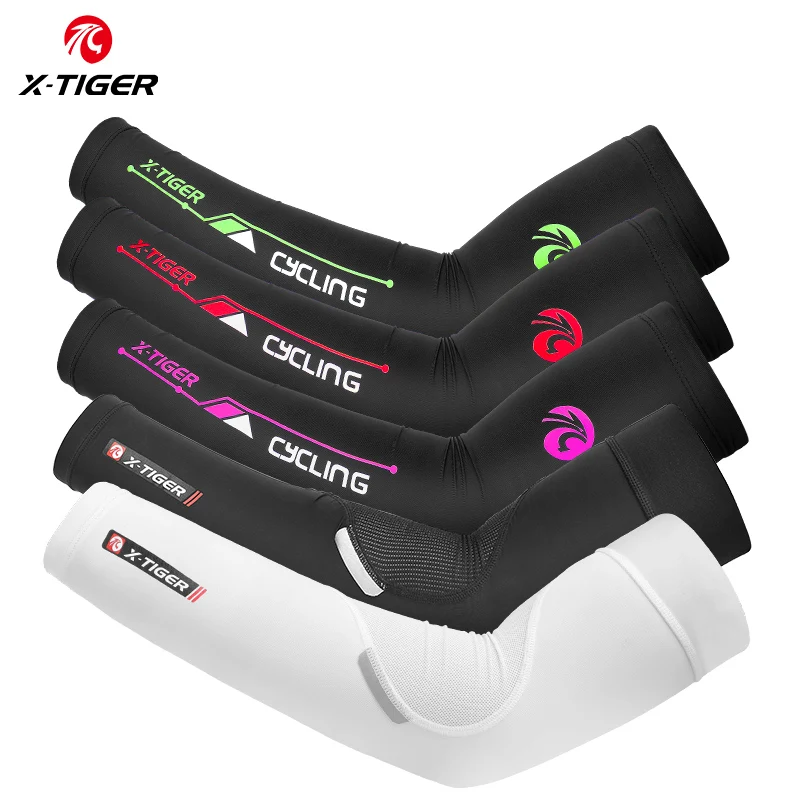 X-TIGER Защита от солнца, велосипедные грелки, ледяная ткань, быстросохнущие рукава для велоспорта, для спорта на открытом воздухе, налокотники, нарукавники для бега - изображение