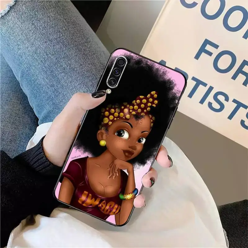 

African Afro Melanin Poppin Black Girl Custom Phone Case For Samsung galaxy S 9 A 10 21 30 31 40 50 51 71 note 20 j 4 2018 plus