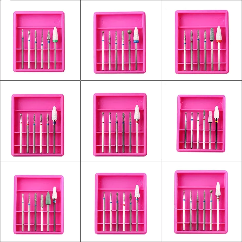 

6piece Electric Nail Drill Set, Rotating Diamond Ceramic Milling Cutter, Manicure Machine Drill Bit Exfoliating Tool Accessories