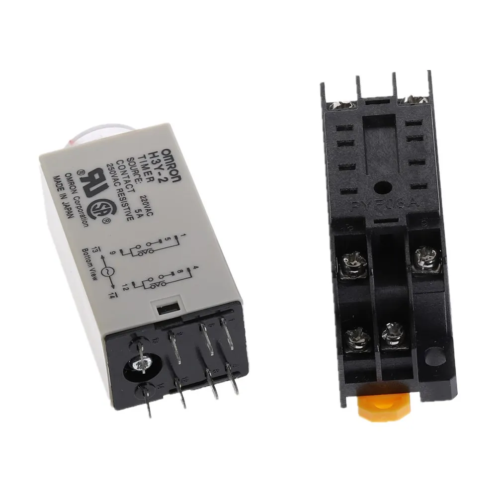 H3Y-2 AC 220V Таймер задержки Реле времени 0-3 сек с базой