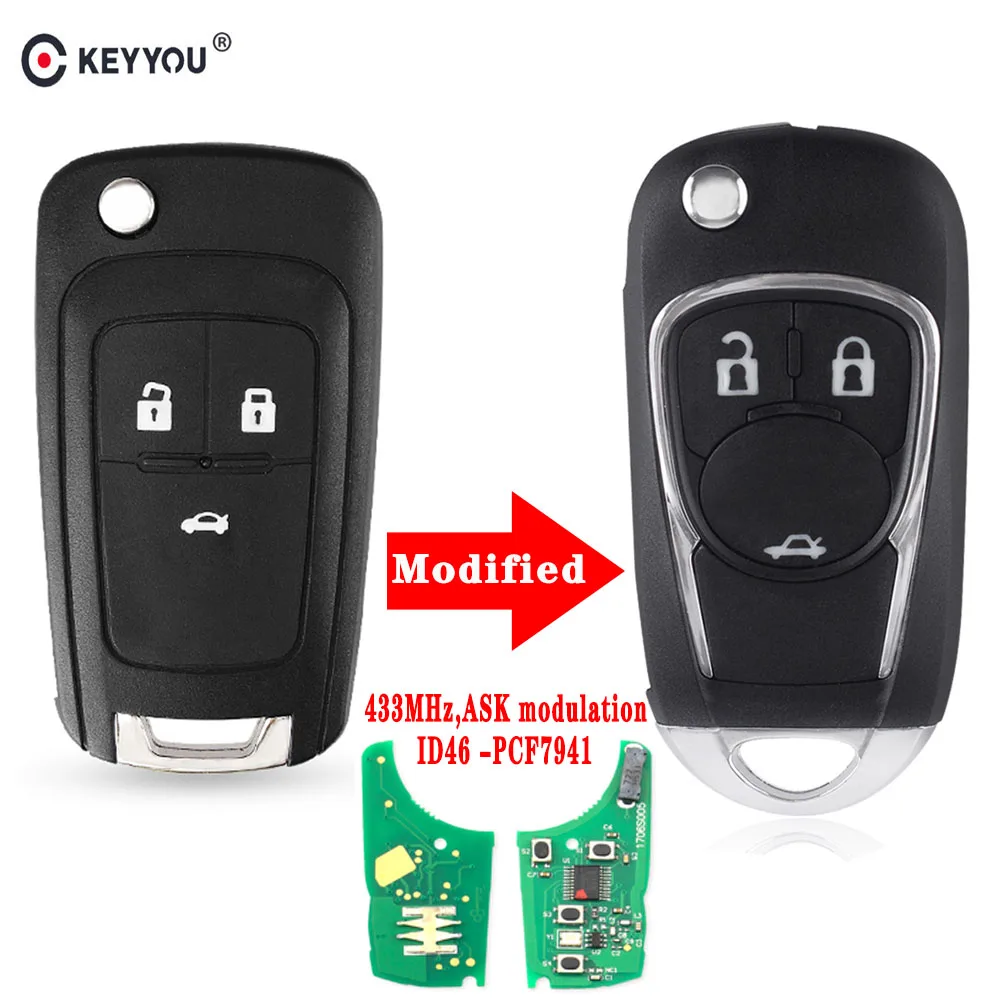 KEYYOU модифицированный дистанционный Автомобильный ключ для Chevrolet Cruze Malibu Aveo Spark Sail