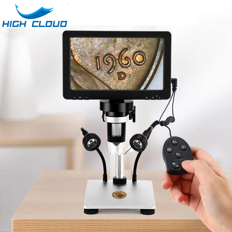 Цифровой микроскоп HD USB-эндоскоп с 7-дюймовым ЖК-дисплеем и пультом