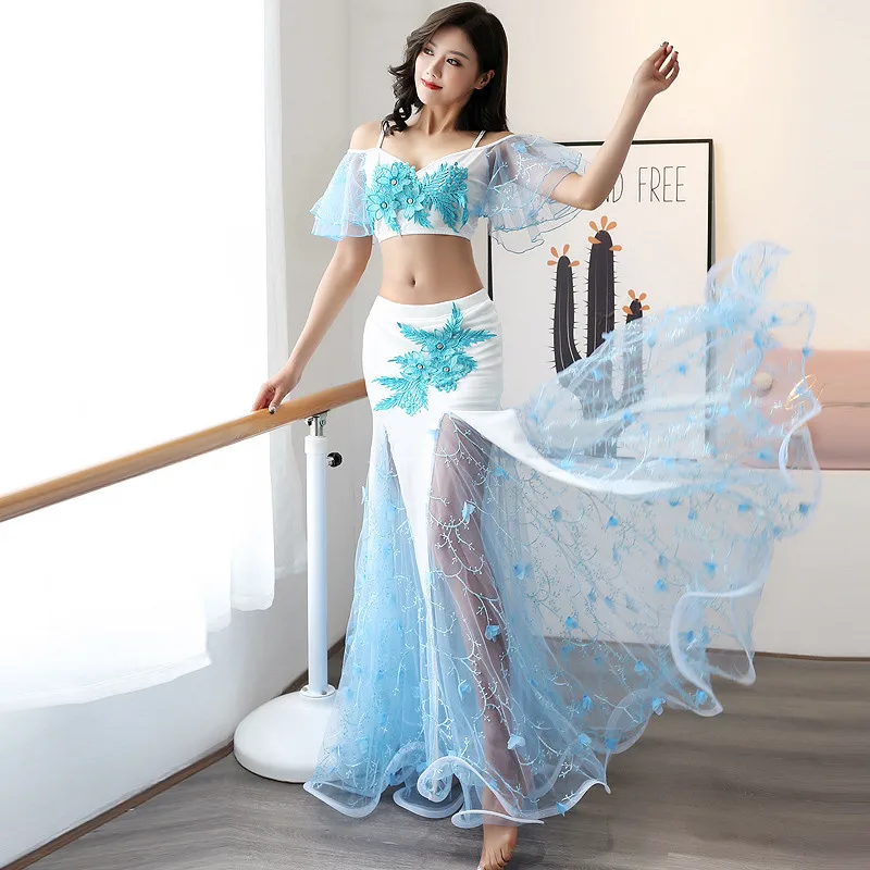 Женский костюм для танца живота длинное кружевное платье восточных танцев