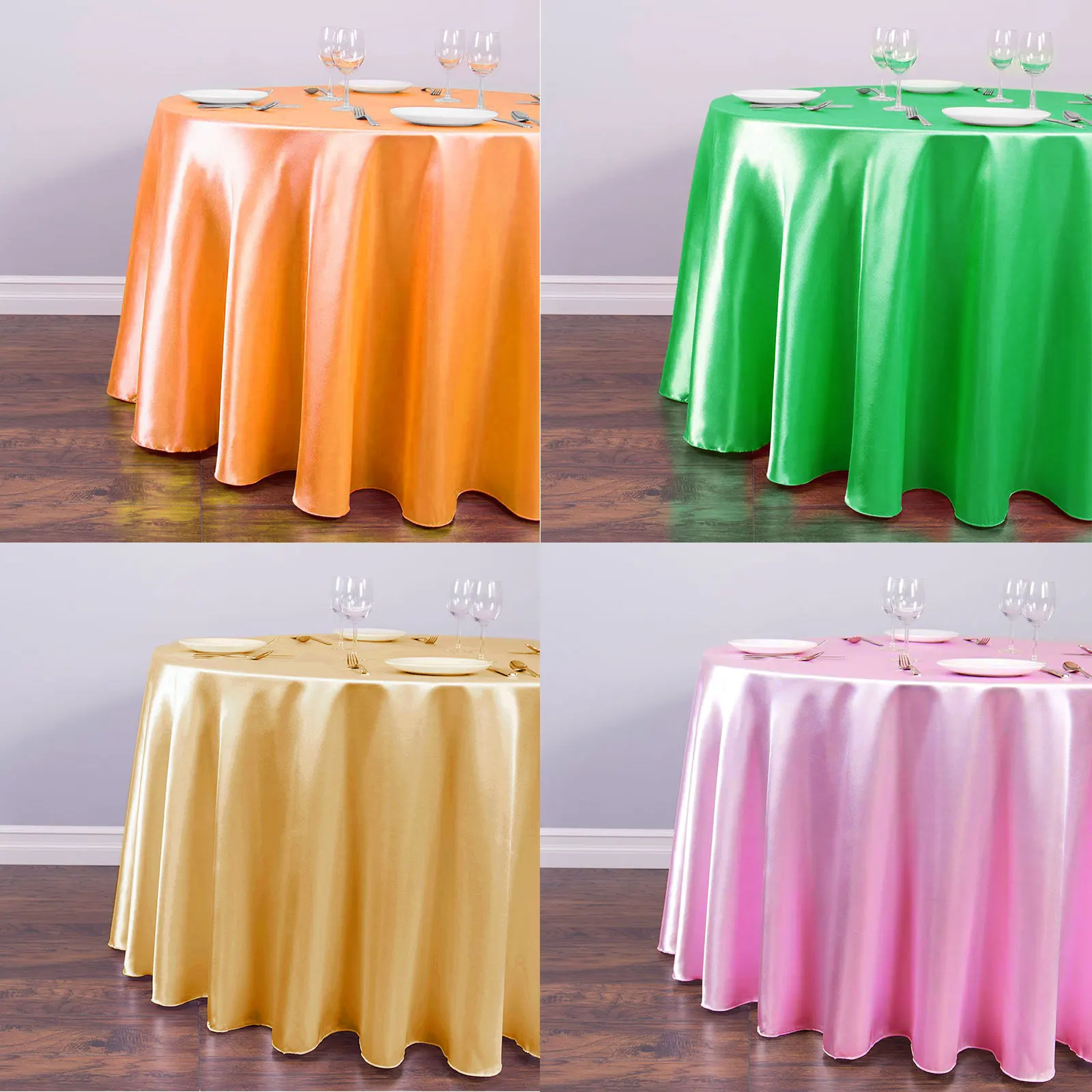 

Round Satin Table Cloths Banquet Table Covers Dining Table Linens For Home Party Event Hotel Wedding Birthday Party Decoration