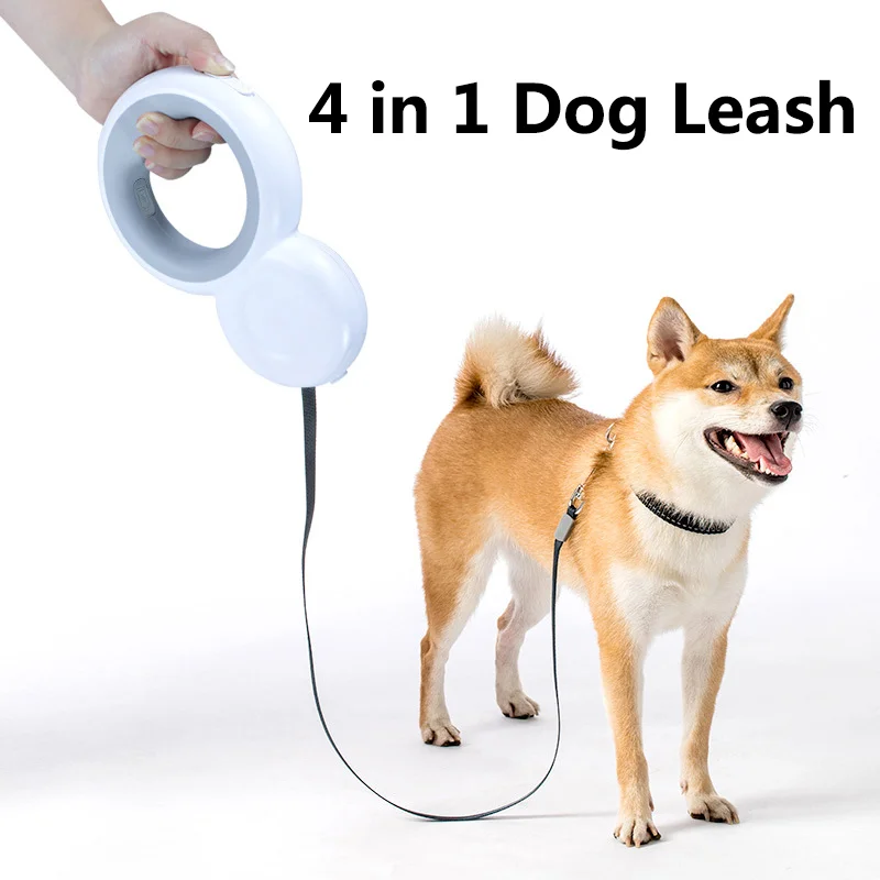 

4 in1 Led Lights Retractable Dogs Leash Automatic Extending Leash Pet Outdoor Walking Traction Rope Contain Dog Poop Bags