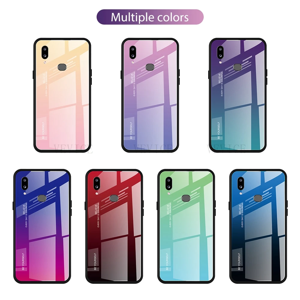 New Fashion Gradient Tempered Glass Cases For Samsung Galaxy A20S A10S A10E Luxury Glossy Ultra Thin Back Cover Fundas | Мобильные