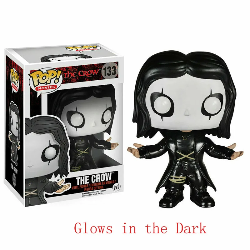 with retail box FUNKO POP ворона Виниловая фигурка#133 Эрик Draven ворона Коллекционная экшн Статуэтка игрушка рождественские подарки для детей свечение в темноте - Цвет: with retail box