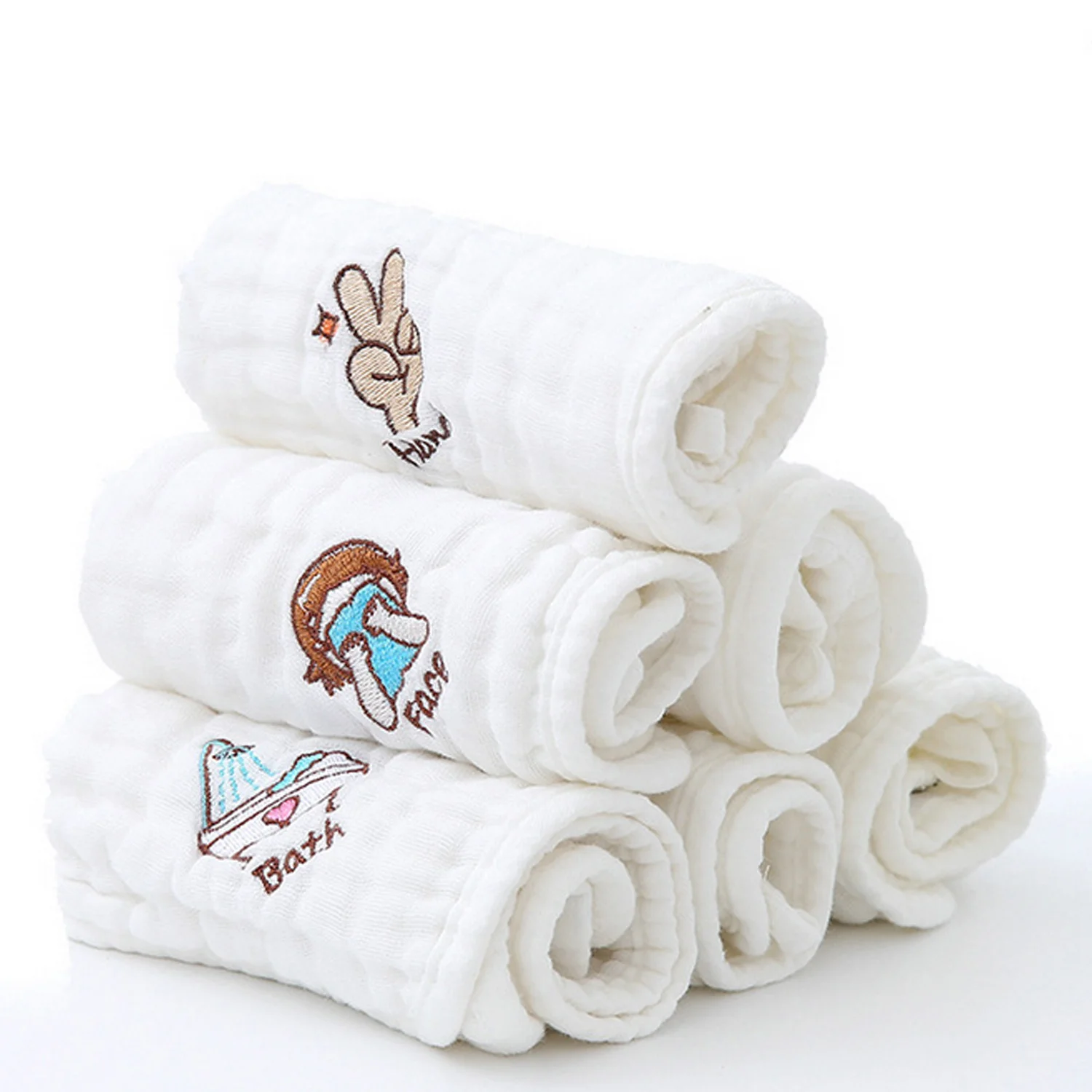 6 шт. детское полотенце для лица Милая Вышивка мягкий абсорбирующий хлопок