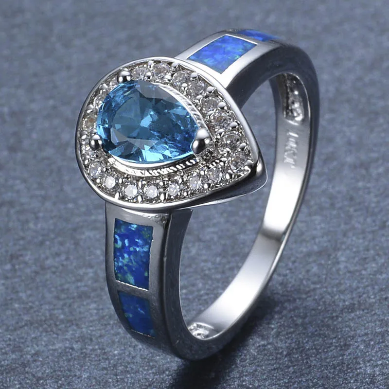Bague Ringen 100% Настоящее серебро 925 кольцо форма 5 мм синий сапфир драгоценный камень