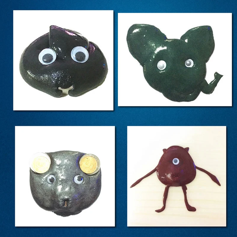 Брендовая ручная шпатлевка Магнитная феррофлюидная Слизка Playdough резиновая глина DIY обучающая головоломка DIY Забавные игрушки с 2 глазами+ 1 нос