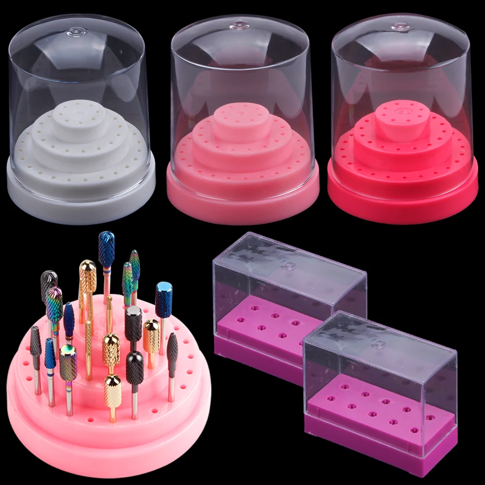 10/14/20/48 Holes Acrylic Nail Drill Bits Holder Manicure Milling Empty Storage Box Stand Cutter Container Accessories Tool |