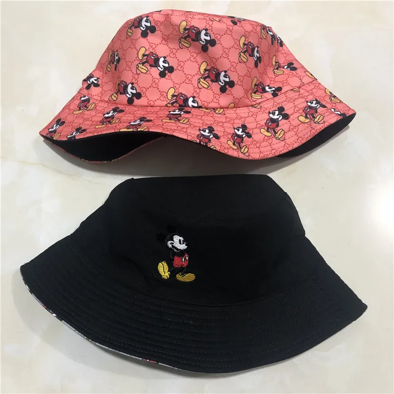 

2021 New Disney Cartoon Mickey Ladies Hat Fashion Casual Outdoor Sun Hat Spring and Summer Embroidery Couple Wild Fisherman Hat