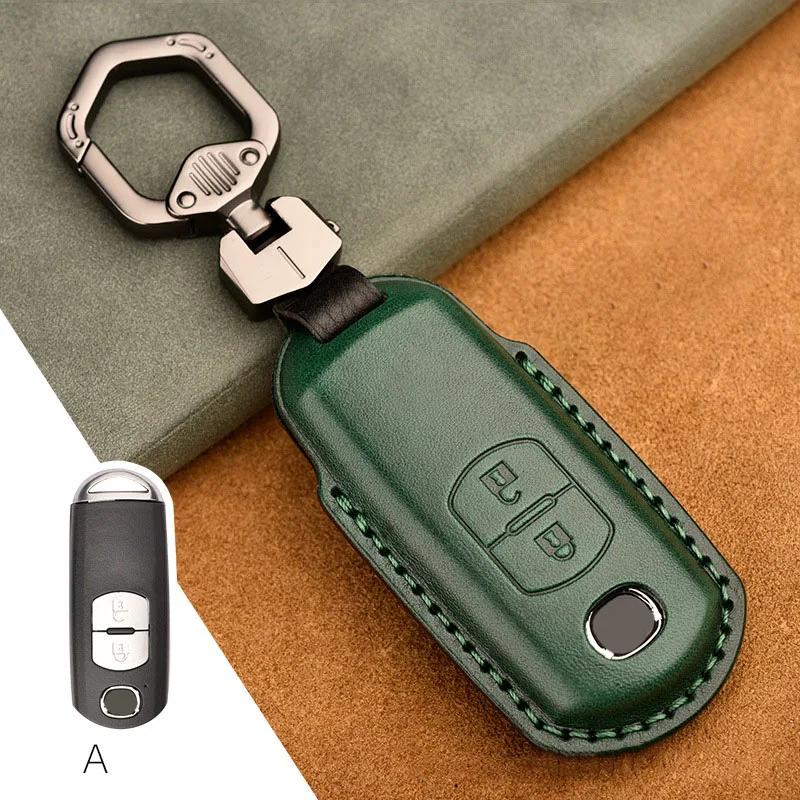 

Leather Car Key Case Cover for Mazda 2 3 6 Axela Atenza CX-5 CX5 CX-7 CX-9 2014~2017 Auto Key Protect Ring Shell