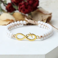 charm beaded bracelets handmade white natural stone braided bracelet bangle hot tree of life boho wristband adjustable jewelry