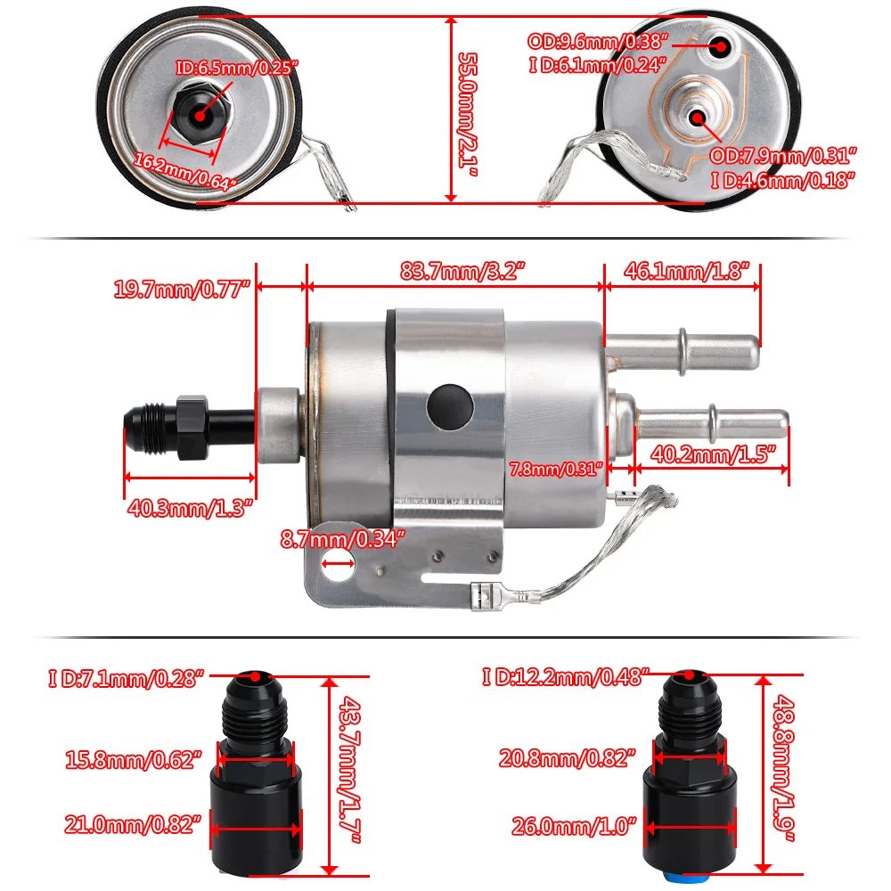 58PSI 6AN до 3/8 '❪N 5/16'' автомобильный топливный фильтр Регулятор топлива