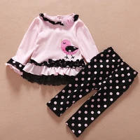 clothes for newborns baby girl clothes sets cute bird pink ruffle t shirt and dot pants 2 piece suit kid infant clothing outfits
