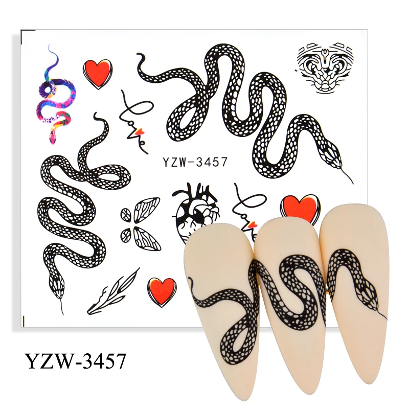 Наклейка для ногтей цветок Бабочка змея абстрактный дизайн лица слайдер