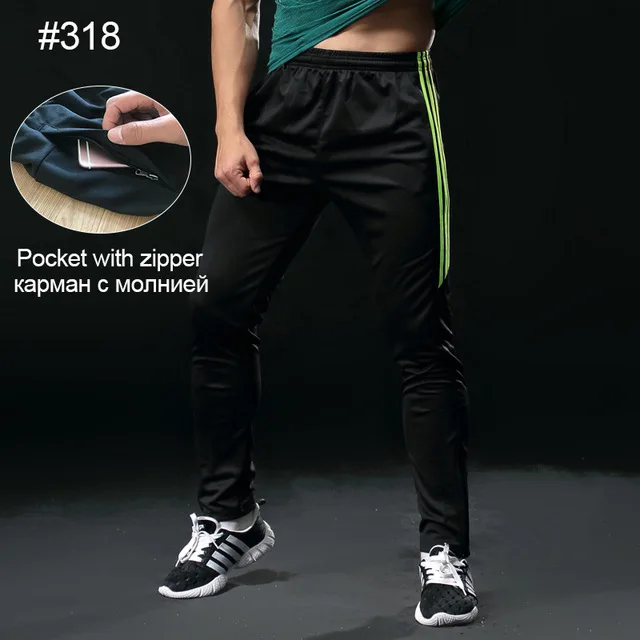 318green BINTUOSHI штаны для бега мужские с карманами Футбол тренировочные штаны для бега фитнес, тренировки, Спорт Брюки - Цвет: 318green