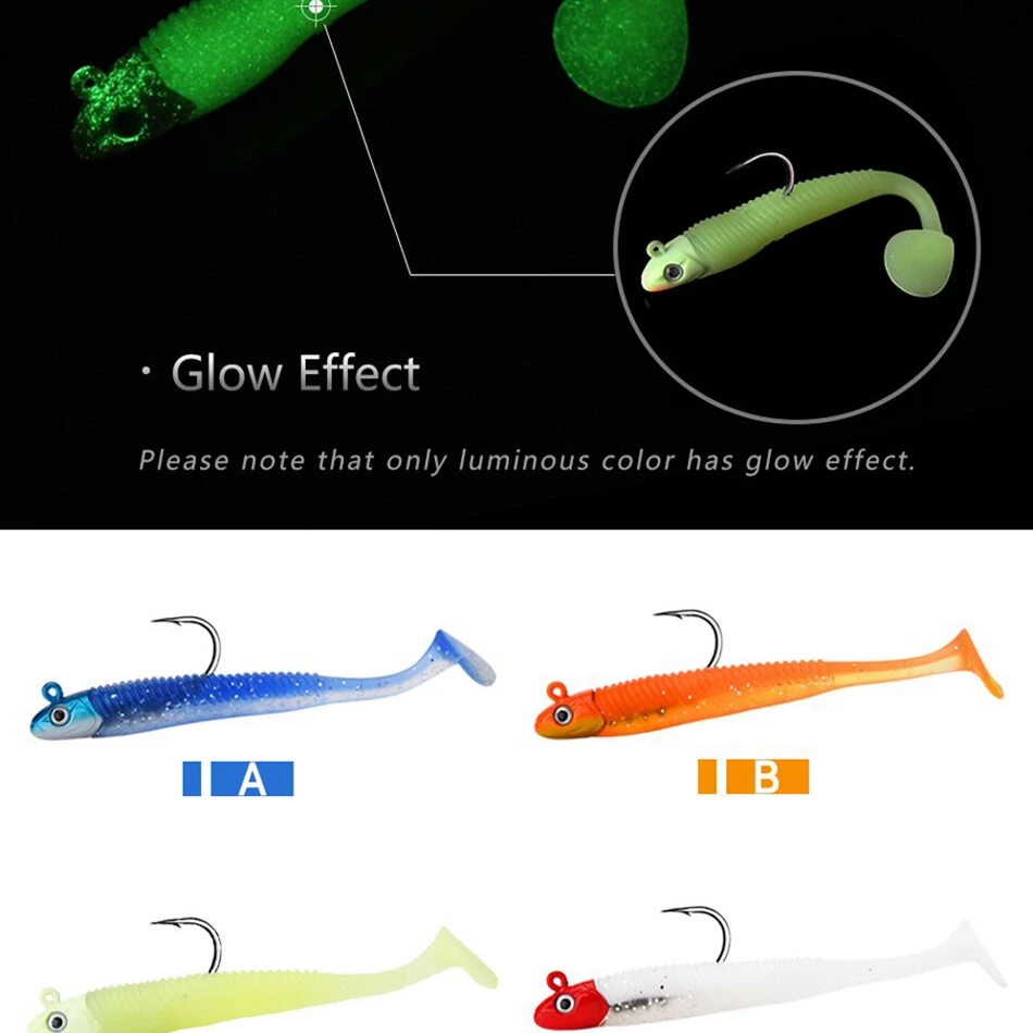 Goture 5 шт./компл. Мягкая приманка 20 г 10,8 см Jig Head быстро качели блеск световой дизайн более одинарный крючок колючая для всех рыболовных