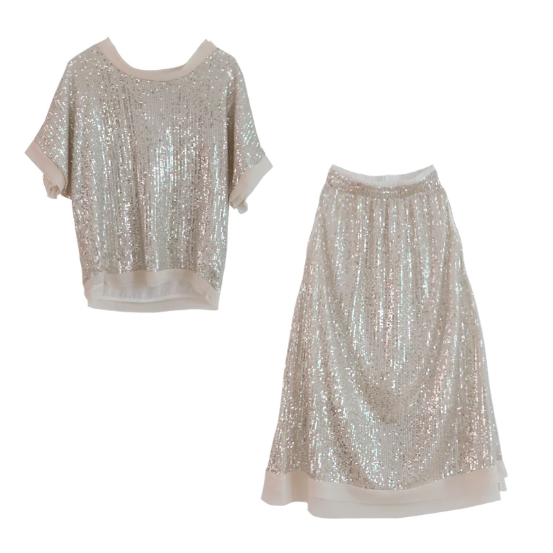 Женский комплект из двух предметов с блестками платье модные свободные блестки