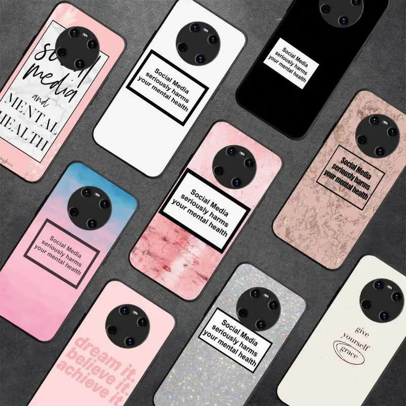 

Social Media seriously harms your mental health Phone Case For Huawei Y5 Y62019 Y52018 Y92019 Luxury funda case for 9prime2019