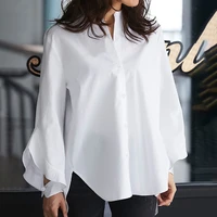 celmia 2021 autumn oversized women tops and blouses long flare sleeve casual solid shirts buttons work basic blusas femininas