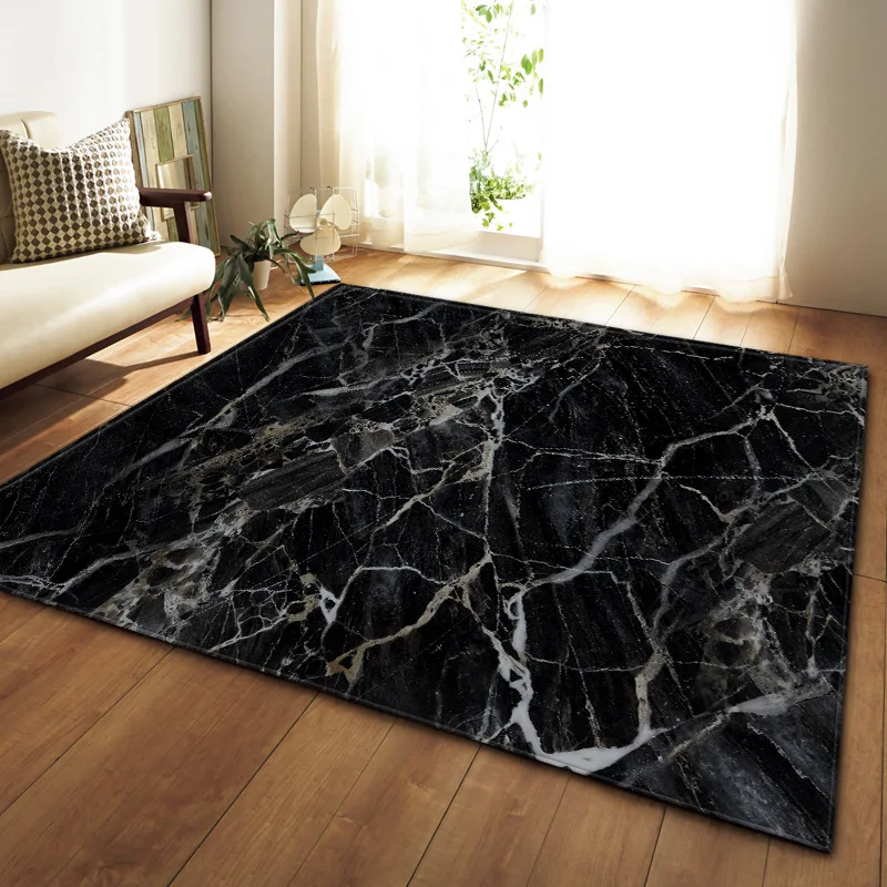 

3D Nordic Marble Carpets Soft Flannel Area Rugs Parlor Tea Table Anti-Slip Bedroom Bedside Mat Living Room Large Carpet