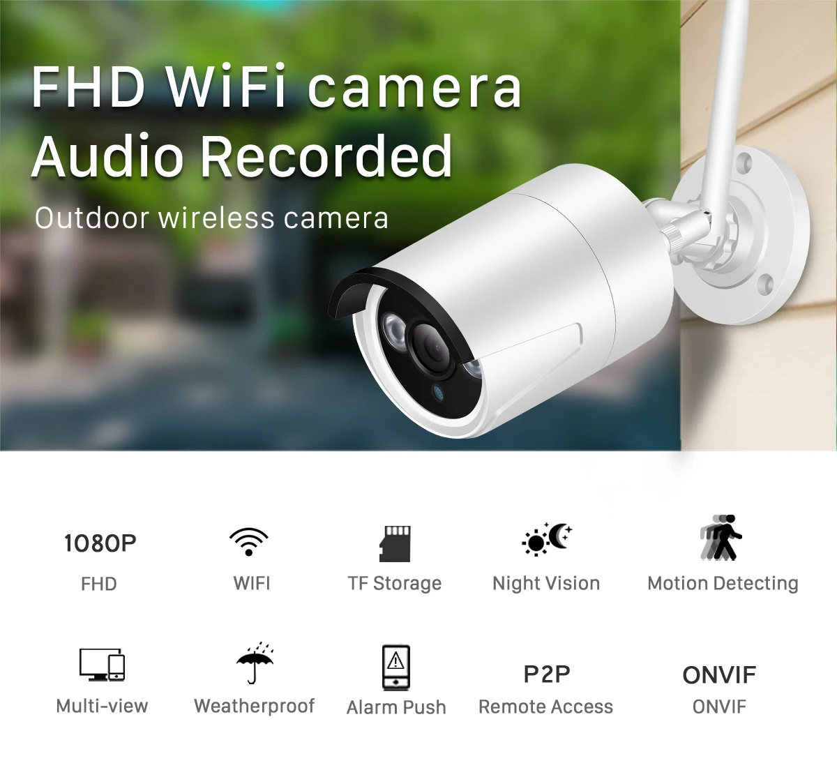 BESDER 1080P FHD 2.0MP Беспроводной IP Камера на открытом воздухе TF слот для карт памяти видеокамера охранной системы IP камера, Wi-Fi, Ночное видение камера onvif CCTV P2P