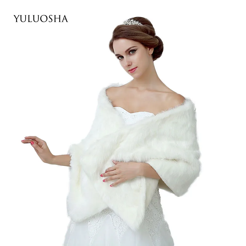 Свадебная плюшевая шаль YULUOSHA для невесты свадебное платье кашемировый белый