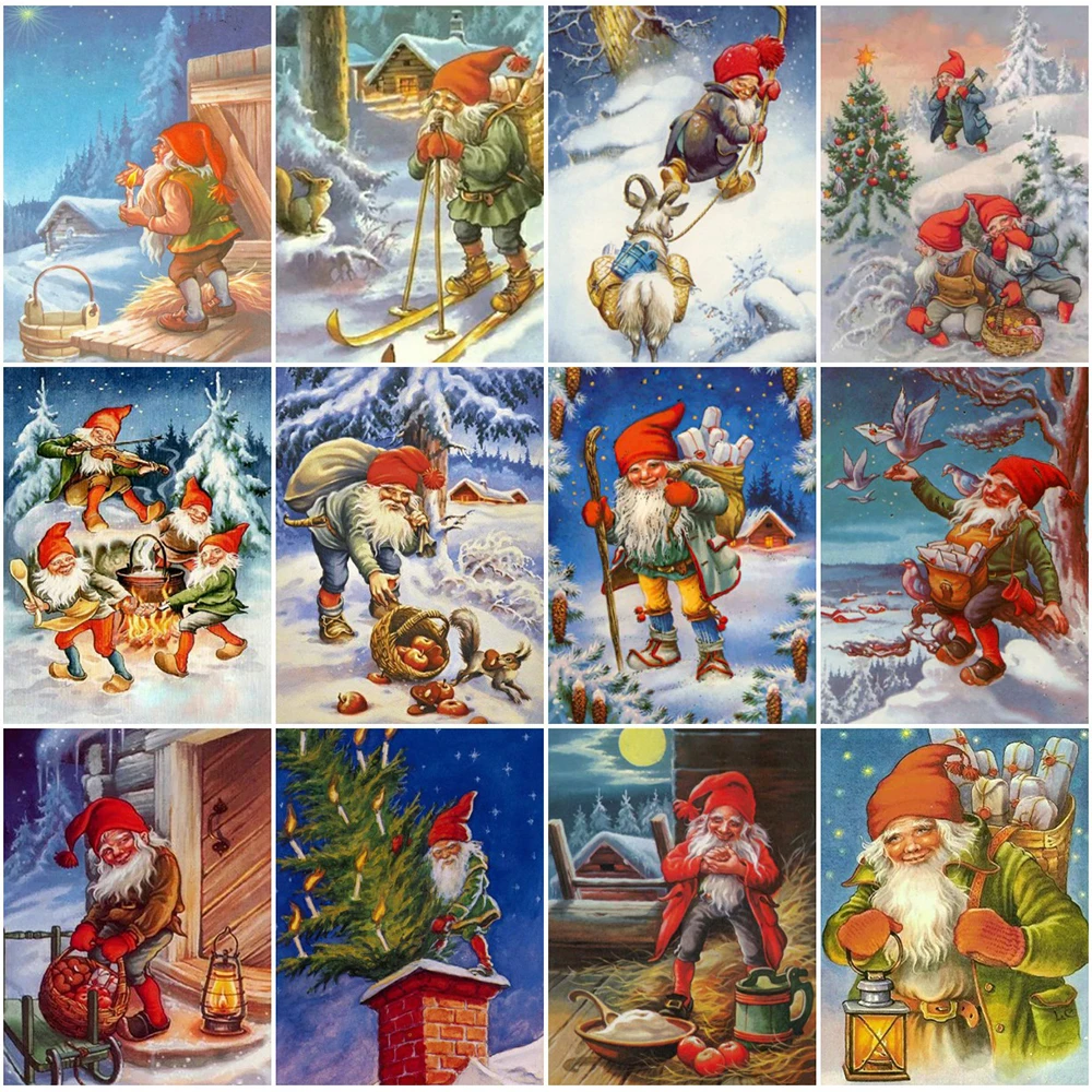

Diamond Painting Cartoon Christmas Pictures Full Square/Round Diamond Embroidery Santa Claus Rhinestone Mosaic Holiday Gifts