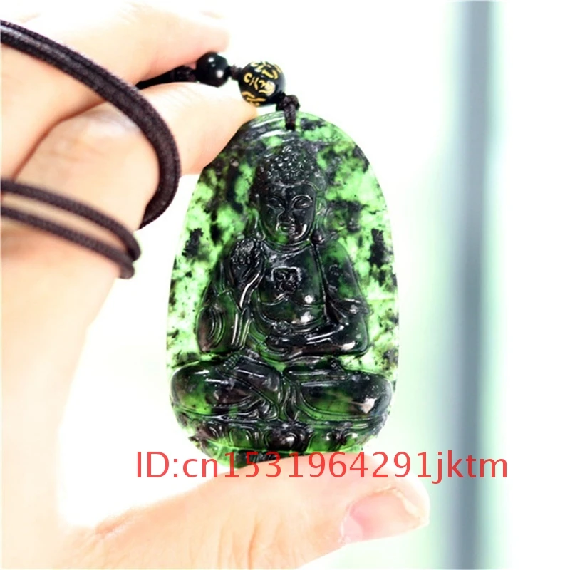 Для резного ожерелья подвеска очарование черный зеленый нефрит Китайский
