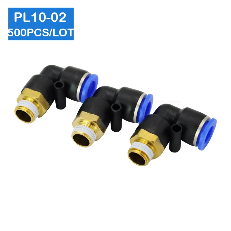 

500 Pcs of PL10-02 Free shipping, 1/4" Male Thread to 10mm Pneumatic Elbow Connector Quick Fitting