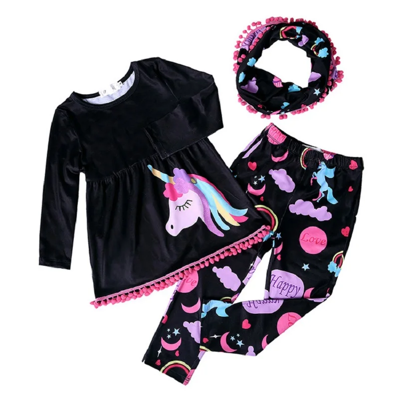 Комплекты одежды для девочек 2018 осенний Детский костюм с единорогом вечеринки