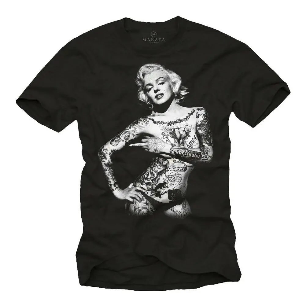 

Сексуальная мотоциклетная футболка Мэрилин Монро тату рокабилли Мужская хлопковая футболка с коротким рукавом и круглым вырезом