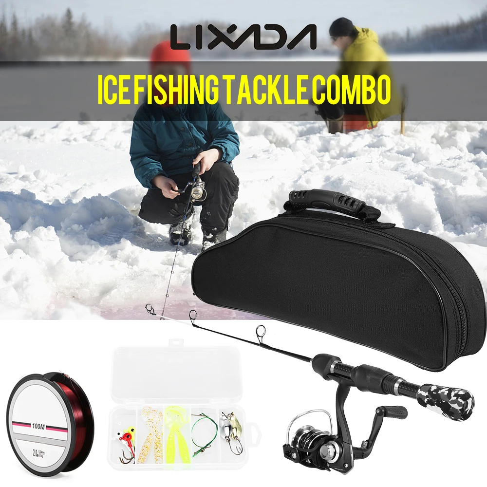Lixada Fishing Rod And Reel Combo Ice Hooks Nylon Lines Soft Worms Lures Reflective Metal Tackle | Спорт и развлечения