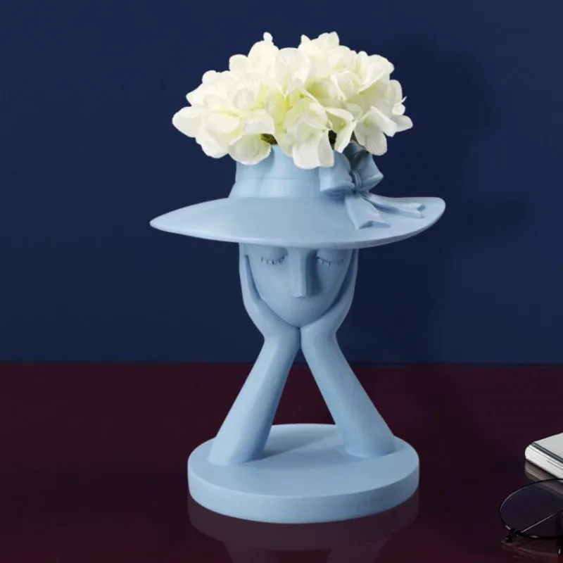 

Nordic Beauty Character Vase Resin Ornaments Home Livingroom Figurines Crafts Coffee Table Flower Arrangement Furnishing Decor