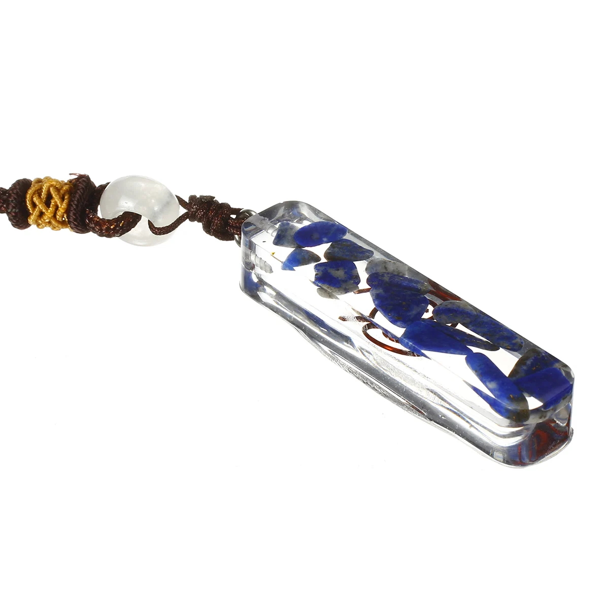 Lapis Lazuli Натуральный кулон ожерелье оргонит улучшение Фортуны помочь бизнес Природный кристалл энергии Orgone ювелирный процесс Смола счастливый подарок - Цвет: Lapis Lazuli