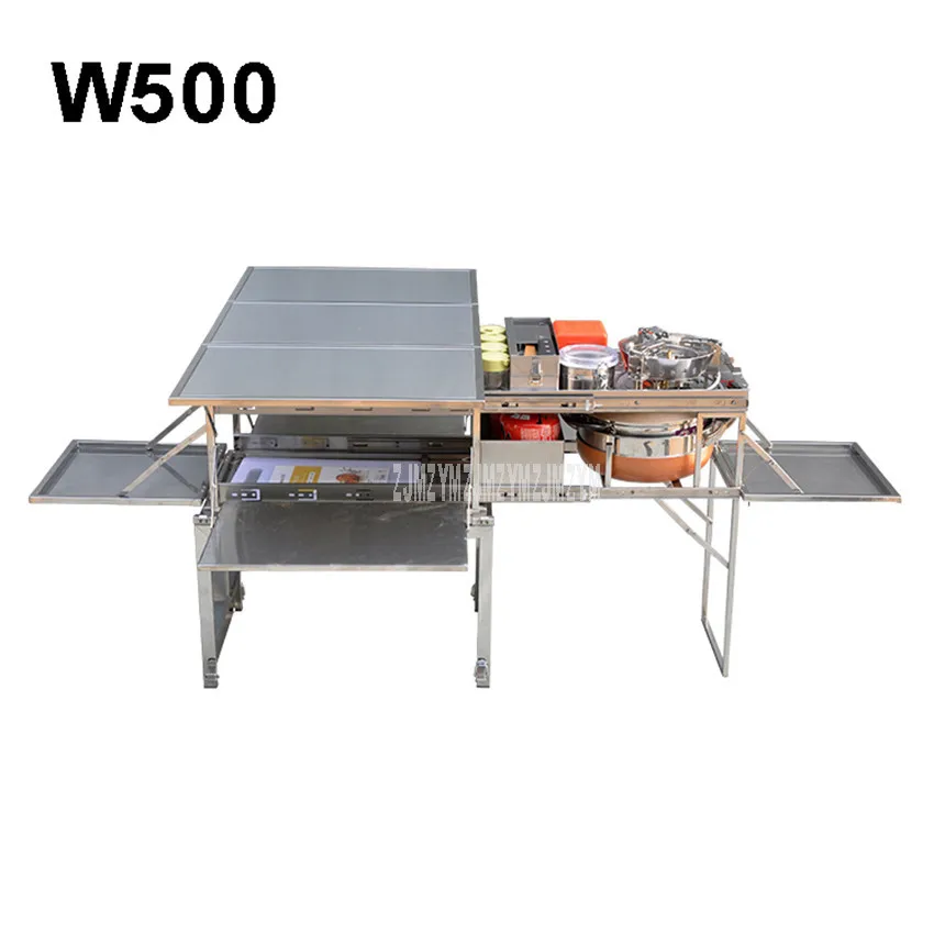 Verkauf W500 2-5 Person Außen Mobilen Küche Faltbare Edelstahl Kochen Schreibtisch Wandern Camping Gasherd Herd Herd + Windschutzscheibe