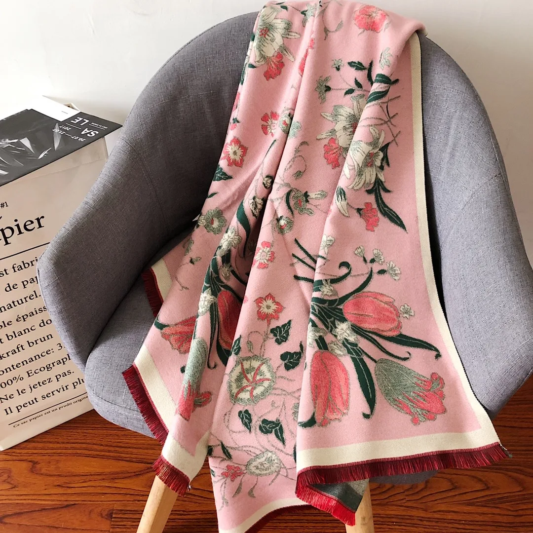 

Winter 2019 Cashmere-like Warm Scarf Female Liushu Jacquard Thickening and Lengthening Air Conditioning Shawl Female Scarf