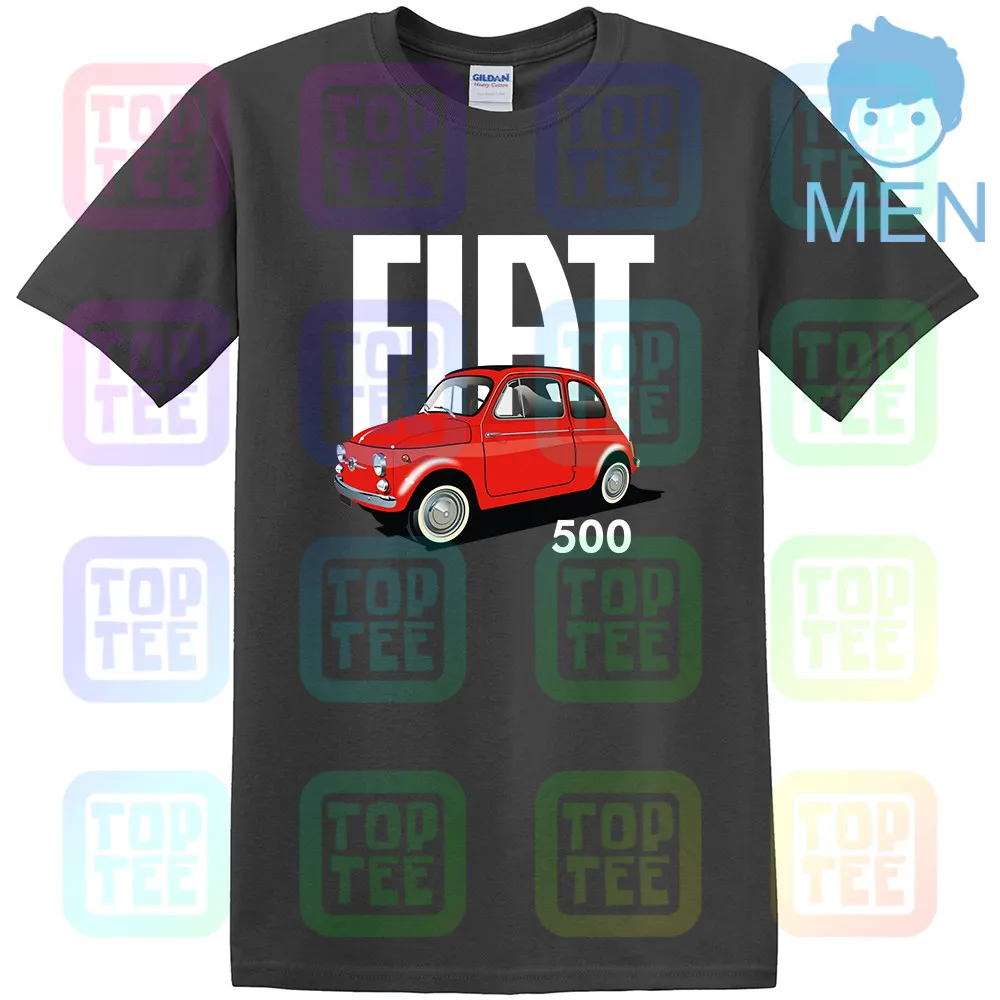 Темно-серый Классический итальянский Fiat 500 Футболка Винтаж ретро автомобиль дизайн Прохладный унисекс - Цвет: Темно-серый
